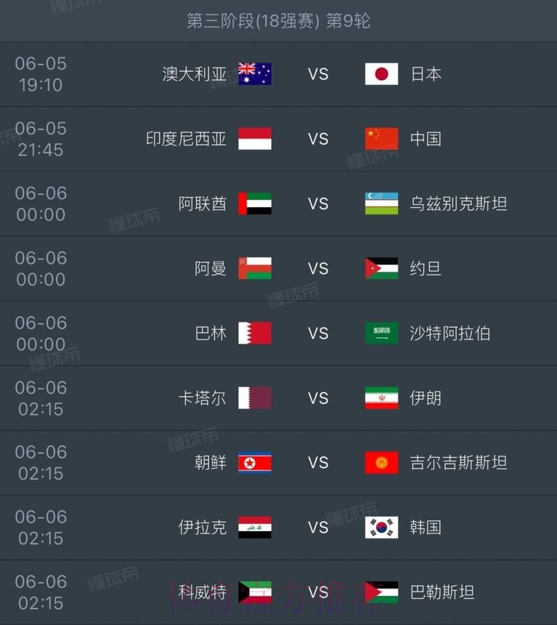 2026世界杯每日赛程最新